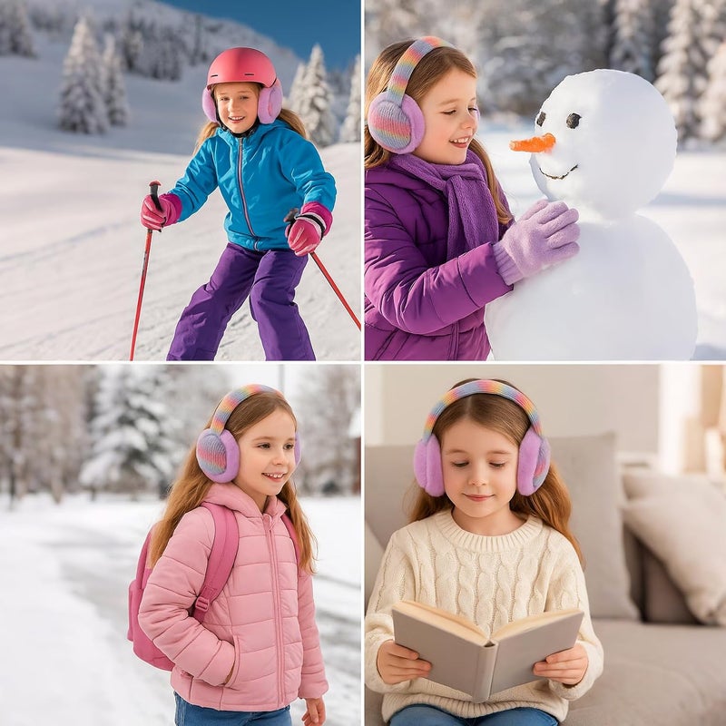 BUTITNOW Winter Knit EarMuffs for Kids Warm Furry Girls Ear Muffs Plush Toddler Ear Warmers Outdoor Ear Covers - Image 5